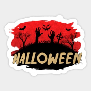 ☢ Haunted Cemetery ☢ Halloween Zombies Rising Cool Costume Idea Sticker